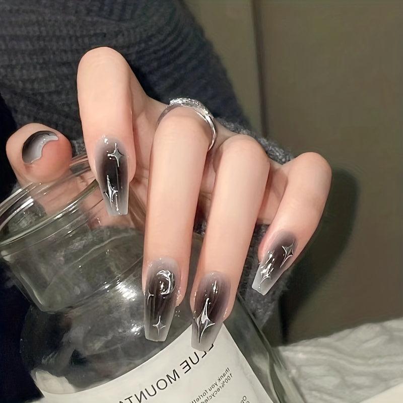 24 pcs Gradient Press On Nails Full Cover Coffin Designs Easy to Apply