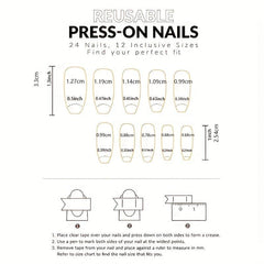 24pcs Wine Red French Tip Press On Nails Medium Square False Nails