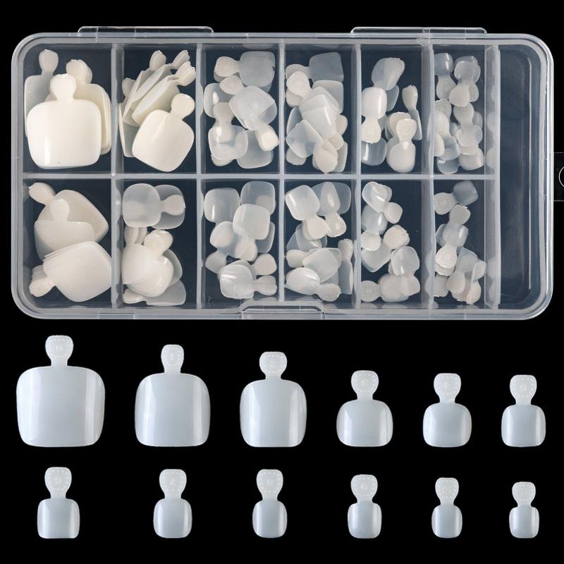 120 pcs Full Cover Clear Acrylic Toenail Tips with Box