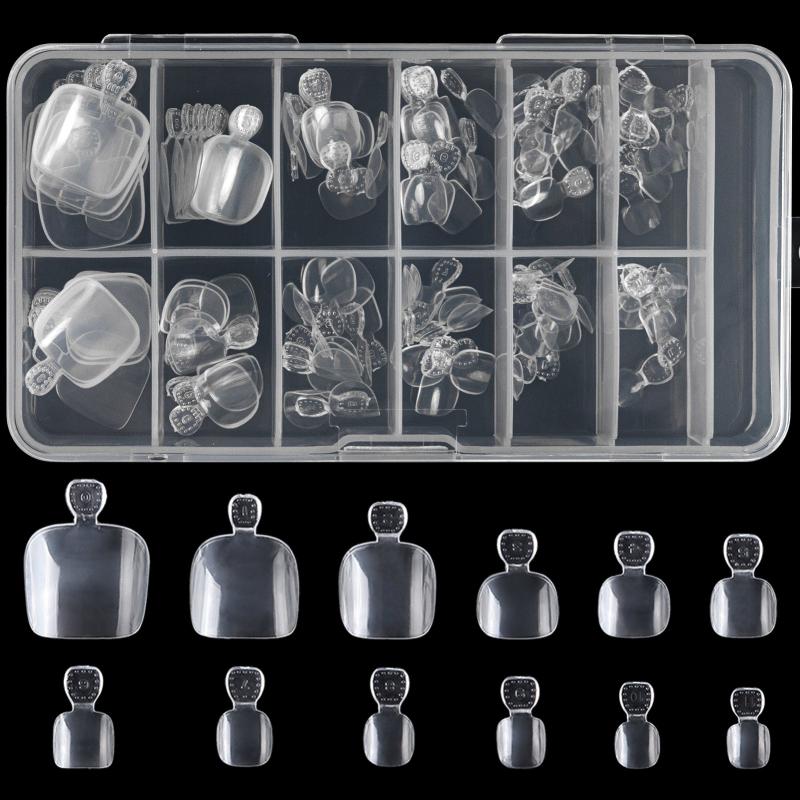 120 pcs Full Cover Clear Acrylic Toenail Tips with Box
