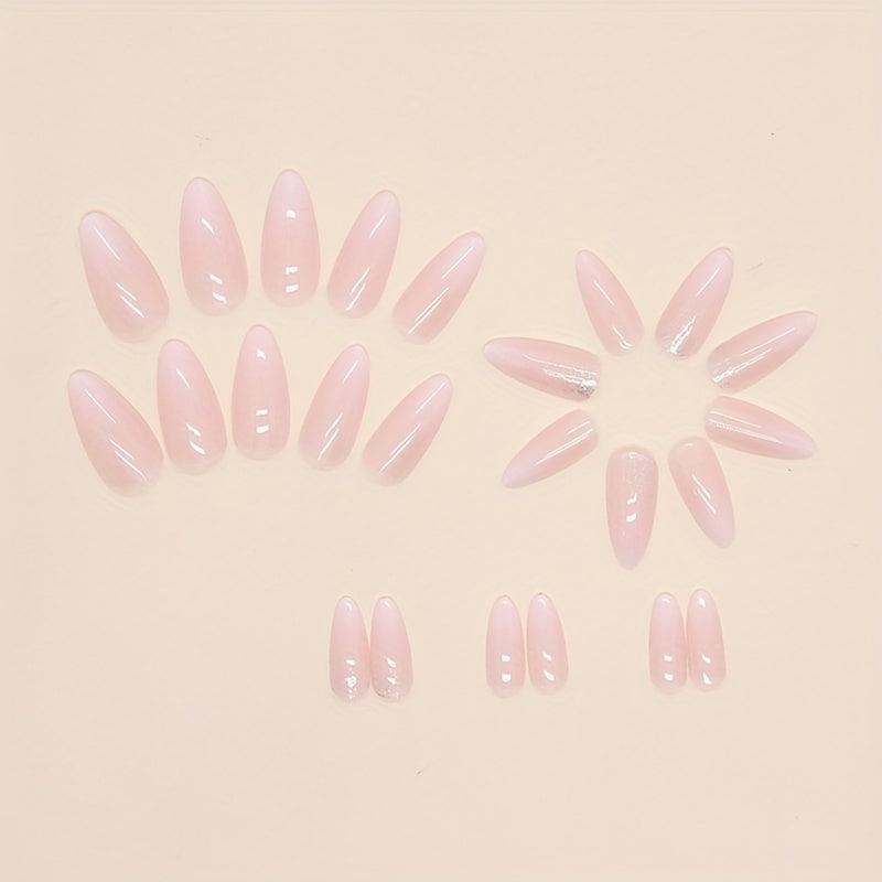 24pcs Gradient Glitter Press On Nails for Women Glossy False Nails