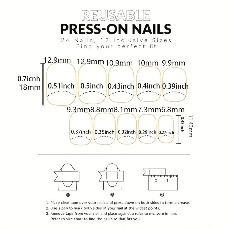 24pcs French Tip Press On Nails Golden Glitter Short Pink False Nails