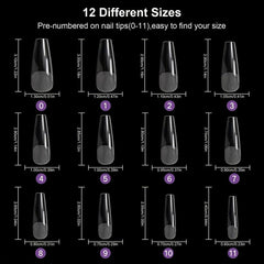 Matte Clear Coffin Shaped Acrylic False Nail Tips 480Pcs