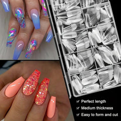 Matte Clear Coffin Shaped Acrylic False Nail Tips 480Pcs