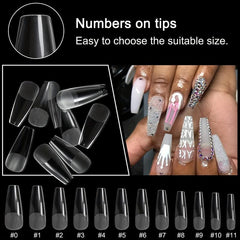 Matte Clear Coffin Shaped Acrylic False Nail Tips 480Pcs