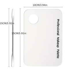 2pcs Makeup Mixing Palette With Stick Kit Stainless Steel Mixing Tray