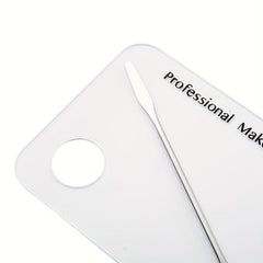 2pcs Makeup Mixing Palette With Stick Kit Stainless Steel Mixing Tray