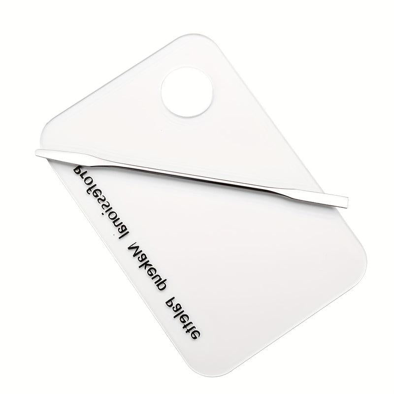 2pcs Makeup Mixing Palette With Stick Kit Stainless Steel Mixing Tray