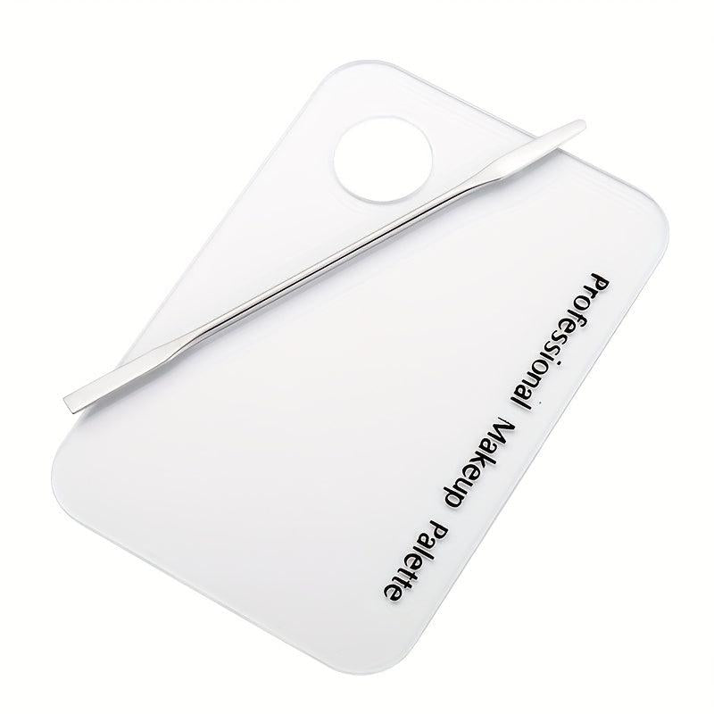 2pcs Makeup Mixing Palette With Stick Kit Stainless Steel Mixing Tray