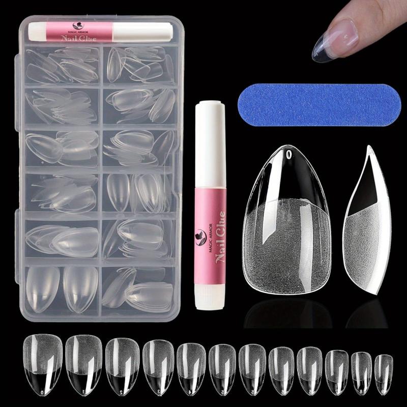 120 French Almond Nail Tips w/ Glue & File - DIY & Salons - 10 Sizes