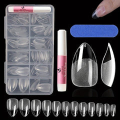 120 French Almond Nail Tips w/ Glue & File - DIY & Salons - 10 Sizes