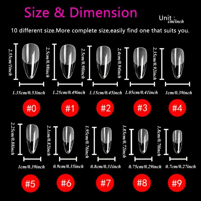 120 French Almond Nail Tips w/ Glue & File - DIY & Salons - 10 Sizes