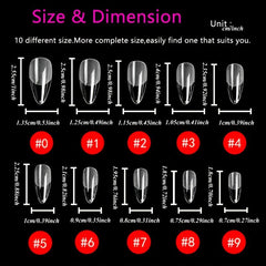 120 French Almond Nail Tips w/ Glue & File - DIY & Salons - 10 Sizes