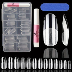 120 French Almond Nail Tips w/ Glue & File - DIY & Salons - 10 Sizes
