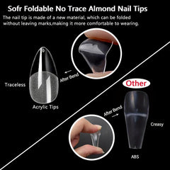 120 French Almond Nail Tips w/ Glue & File - DIY & Salons - 10 Sizes