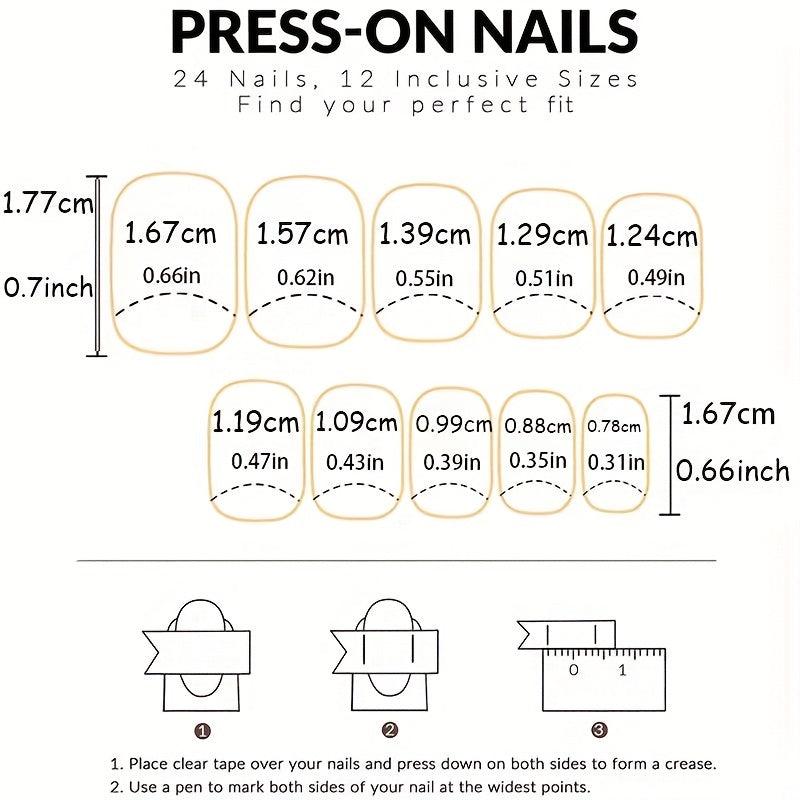 24 pcs Nude Pink French Tip Square Stick On Nails Easy to Apply Acrylic