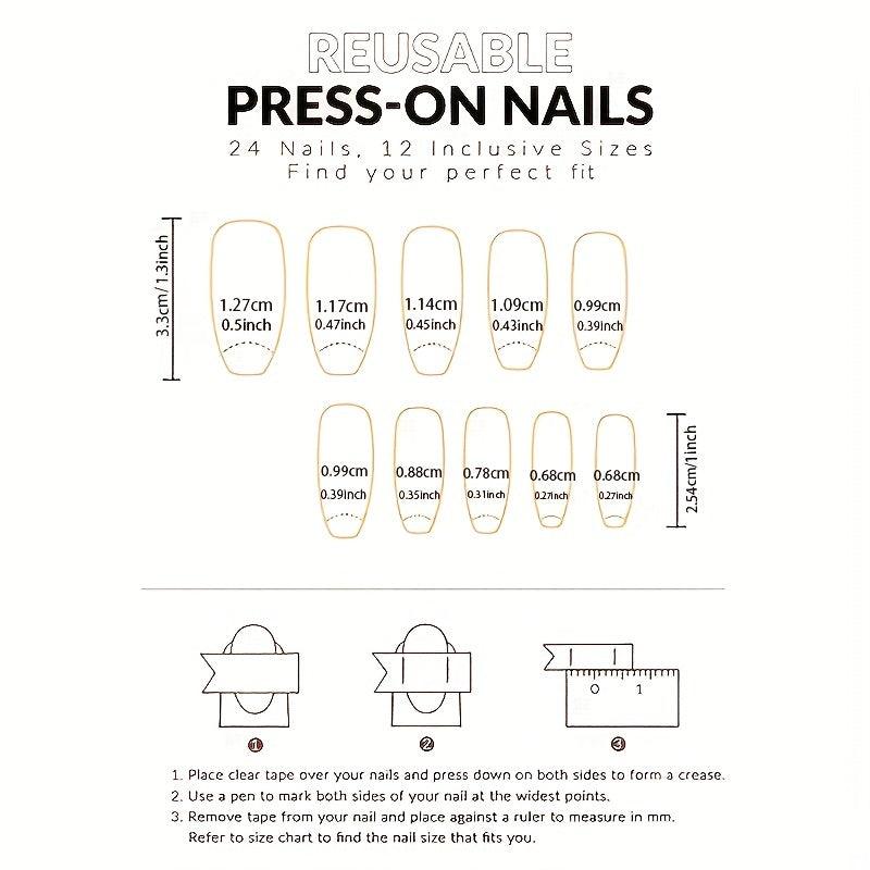 24pcs Grey Ballerina Press On Nails with Glitter and Nail File