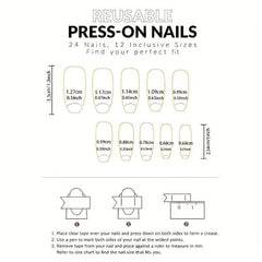 24pcs Grey Ballerina Press On Nails with Glitter and Nail File