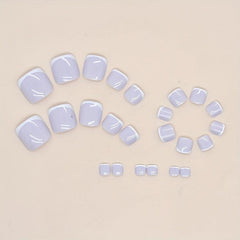 24pcs Glossy French Tip Press On Toenails for Summer Parties