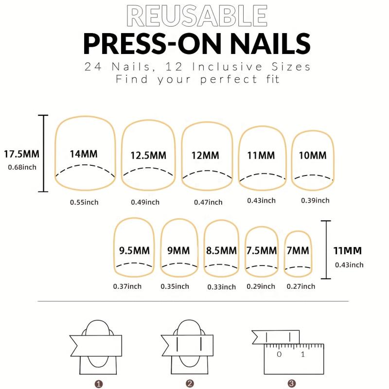 24 pcs Rainbow Squoval Press On Nails Glossy False Nails for Women