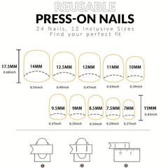24 pcs Rainbow Squoval Press On Nails Glossy False Nails for Women