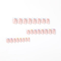 24 pcs Rainbow Squoval Press On Nails Glossy False Nails for Women