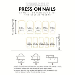 24pcs Glossy Wine Red False Nails For Weddings with Jelly Glue & Rub Strip