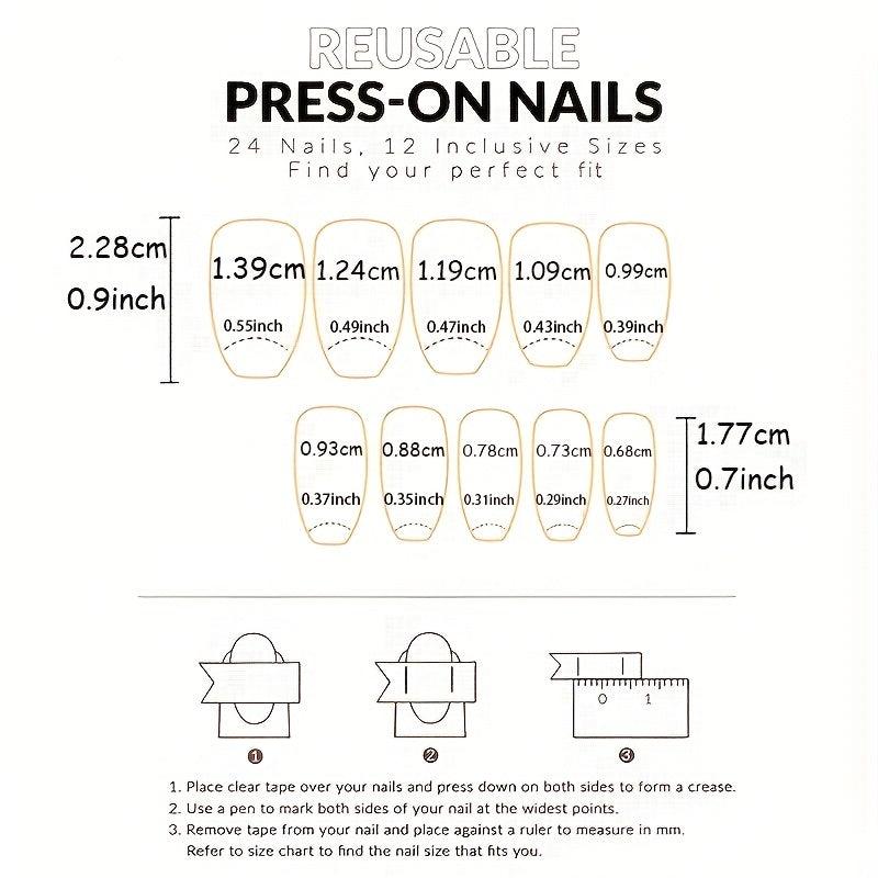 24pcs Nude Pink Gradient Press On Nails with Glitter Sequins
