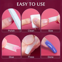 500 Clear French Acrylic Nail Tips Half Cover Coffin False Nails