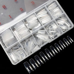 500 Clear French Acrylic Nail Tips Half Cover Coffin False Nails