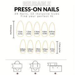 24pcs Almond Press On Nails Swirl European American Style False Nails