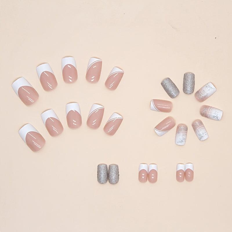 Glittery Pink Press On Nails for Women and Girls