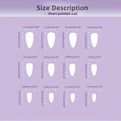 Matte Almond Shape Press On Nails Set with Art Stripes - 24 pcs