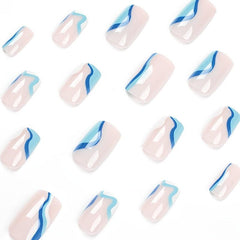 24pcs Short Square Press On Nails Easy to Apply and Remove