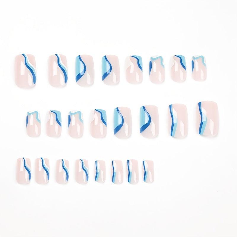 24pcs Short Square Press On Nails Easy to Apply and Remove