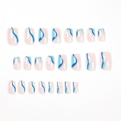24pcs Short Square Press On Nails Easy to Apply and Remove