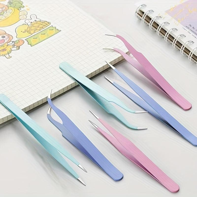 2PCS High Precision Stainless Steel Tweezers for Eyebrow Repair and Makeup
