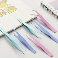 2PCS High Precision Stainless Steel Tweezers for Eyebrow Repair and Makeup