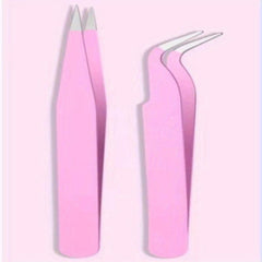 2PCS High Precision Stainless Steel Tweezers for Eyebrow Repair and Makeup