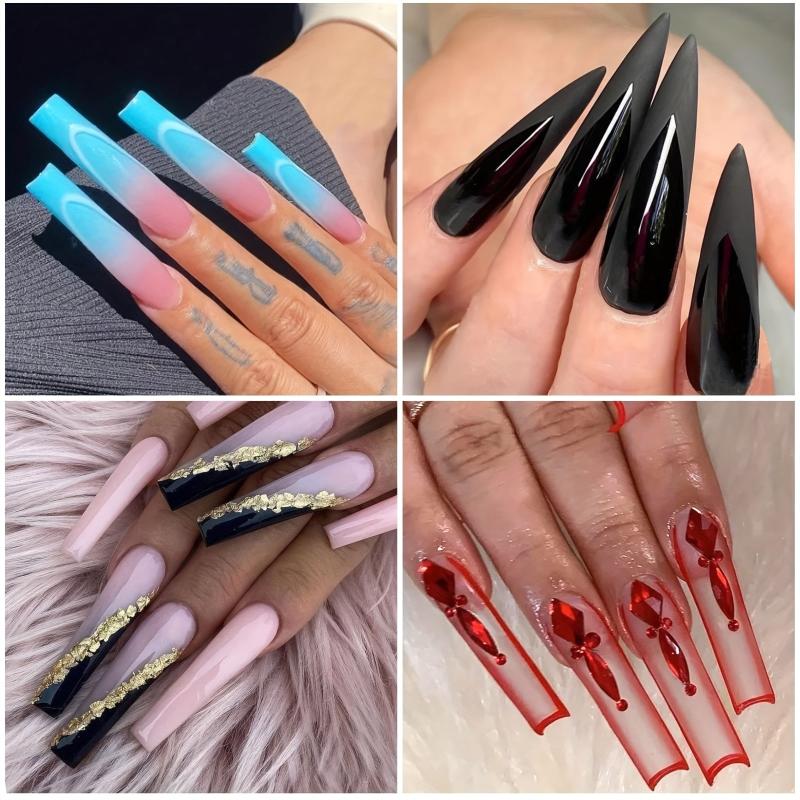 240pcs Long Soft Gel Nail Tips Clear Acrylic Nails Full Coverage Press On Nails