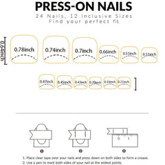 24pcs Acrylic French Tips Coffin Stick on Toenails for Women and Girls
