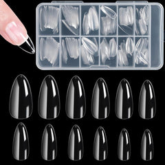 Almond Nail Tips 240 Pcs Clear Gel Short Full Cover Press On Nails
