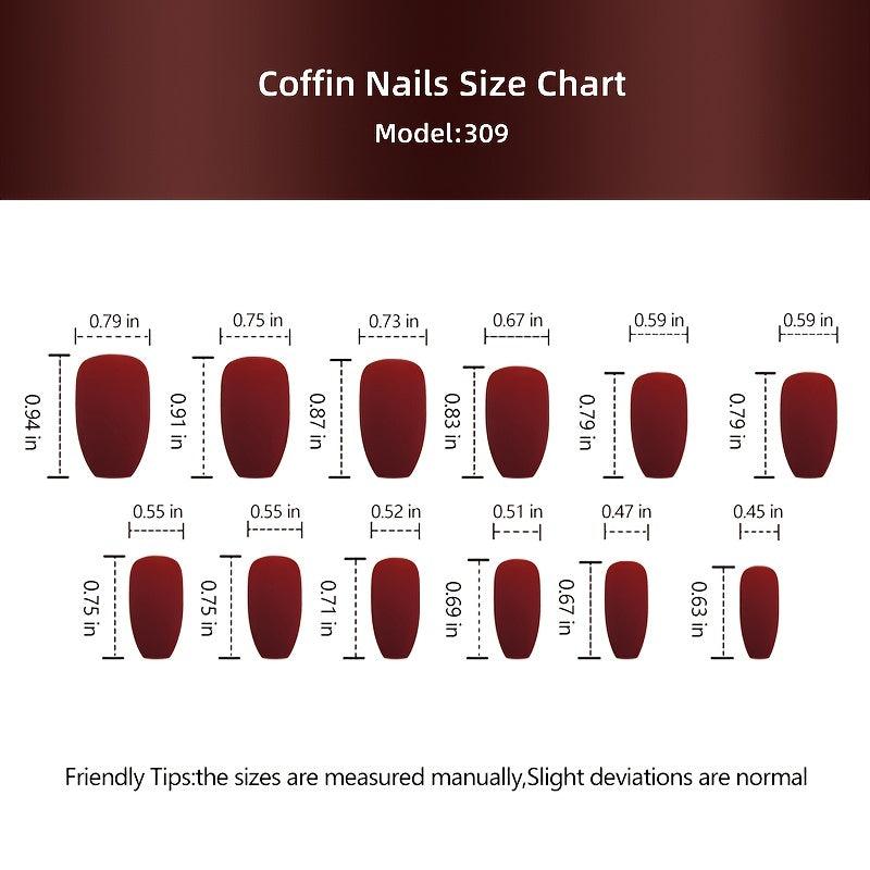 24 pcs Dark Acrylic Full Cover False Nails Easy to Apply Press On