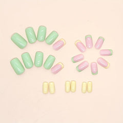 24pcs Glossy Pink Press On Nails Full Cover False Nails