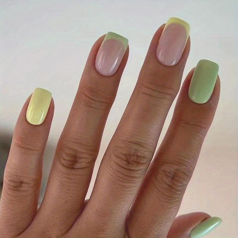 24pcs Glossy Pink Press On Nails Full Cover False Nails