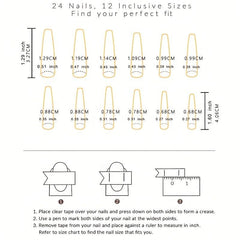 24pcs Long Gradient Press On Nails with Rhinestones
