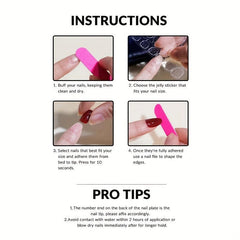 24pcs Long Almond Shape Nail Art Set with Flowers & Graffiti for Parties Dances