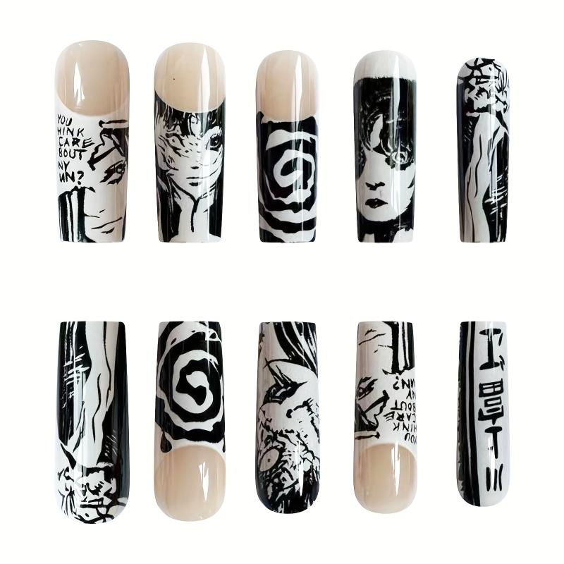 24pcs Halloween Joker Ghost Nails Long Coffin False Nails