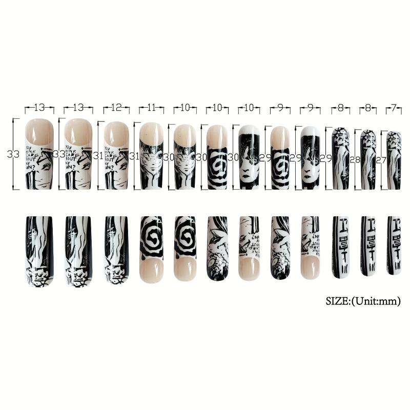 24pcs Halloween Joker Ghost Nails Long Coffin False Nails