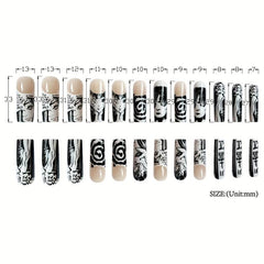 24pcs Halloween Joker Ghost Nails Long Coffin False Nails
